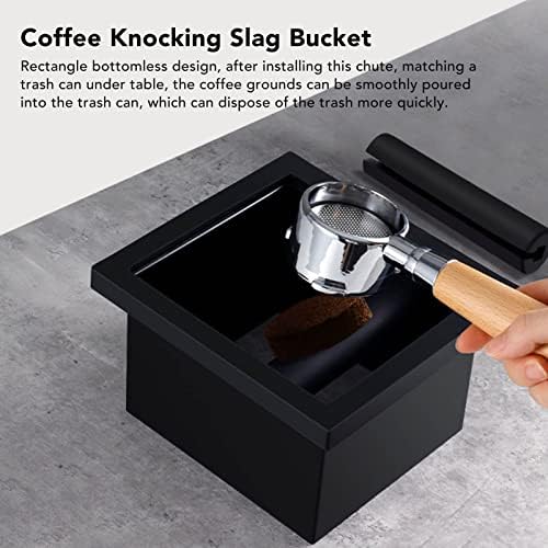 Maxmartt Knock Box Espresso, Desktop Knocking Residue Box with Rubber Bar, Square Bottomless Waste Bucket, Compact Barista Tool for Home, Café, Office - Image 4