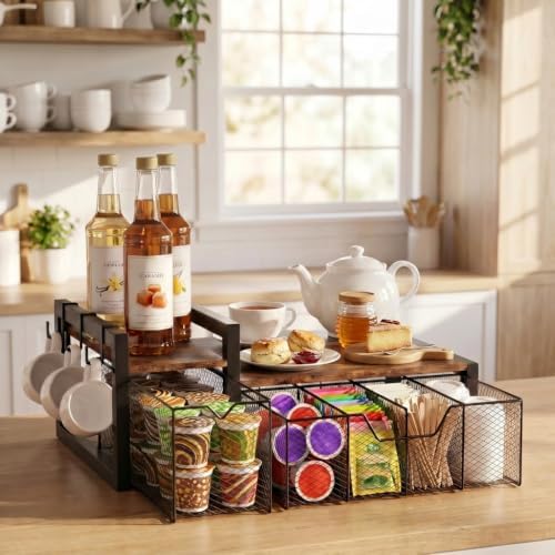 Coffee Station Organizer for Countertop, Coffee Bar Holder for Pods Tea Bag - Image 5