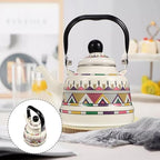 RSBFER Vintage Floral Enamel Tea Kettle - Quick Heating Stovetop Teapot with Cool Touch Porcelain Handle for Hot Water, No Whistling,White,2.5L - Image 2