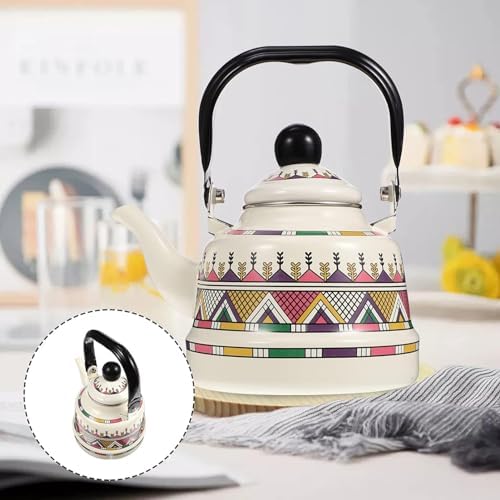 RSBFER Vintage Floral Enamel Tea Kettle - Quick Heating Stovetop Teapot with Cool Touch Porcelain Handle for Hot Water, No Whistling,Red,2.5L - Image 2