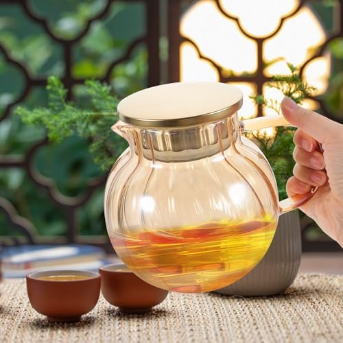 1300ml Heat-resistant Amber Glass Teapot with Removable Infuser Thickened Loose Leaf Tea Kettle for Home and Office Brewing - Image 5