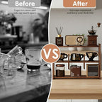 Coffee Cup Holder for Countertop Walnut Wood Coffee Mugs Holder for Kitchen Mug Display Rack (3-Tier Walnut wood B) - Image 5
