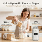78oz Large Square Airtight Glass Jars with Lids, Wide Mouth Food Storage Canisters, Hold 4lb Sugar or 5lb Rice, Heavy Duty Pantry Containers for Flour, Coffee, Bulk Storage - Image 2