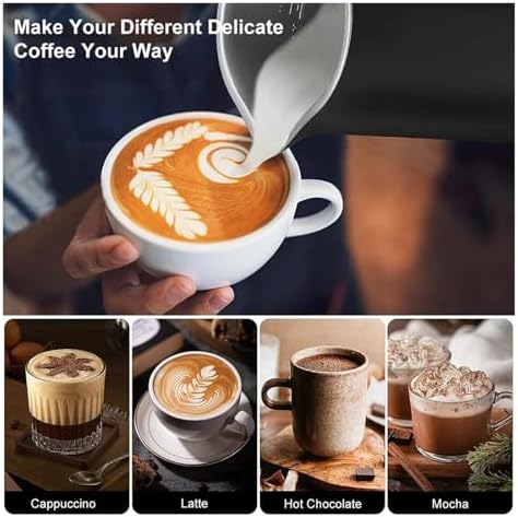 Milk Frother Automatic Rotary Foamer ，Compatible For Coffee Cappuccino Latte 4 in 1 Hot and Cold Foam Maker(Black,US) - Image 2