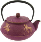 Iwachu Japanese Iron Teapot Tetsubin Gold and Purple Goldfish - Image 2