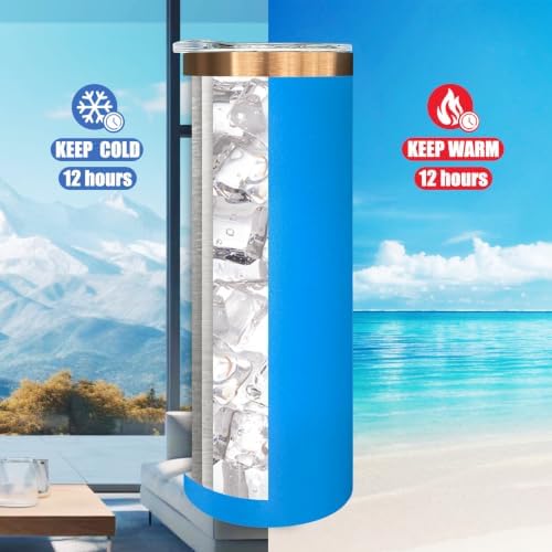 20 oz Skinny Tumblers Bulk with Lids and Straws Baby Blue,4 pack - Image 4