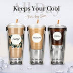 28 oz Iced Coffee Tumbler with Leak-Proof Lid – Stainless Steel Vacuum Insulated Travel Mug & Sleeve, Keeps Drinks Hot or Cold (Cream White) - Image 2