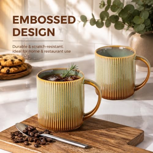 theterra Ceramic Coffee Mugs Set of 4, 14.2 oz Coffee Cups with Handle - Image 5