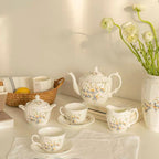 Aynsley 7 Piece Floral Porcelain Tea Sets with Sugar Bowl Creamer Teacups, English Bone China Tea Service for Women Party - Image 5