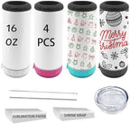 16oz 4-in-1 Can Cooler,4Pcs Sublimation Blank Music Speaker Tumbler by ZREGGUR