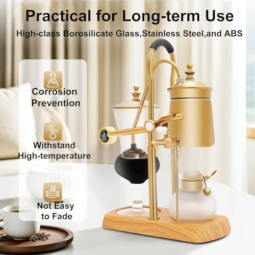 Belgium Luxury Royal Family Balance Syphon, Siphon Coffee Maker with Tee Handle, Elegant Retro-Style Design Vacuum Brewing Coffee Machine for Coffee Aficionados, Coffee/Tea Dual-Use - Image 2