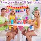 Honeydak 30 Pack Plastic Tumblers with Lids and Straws Bulk, Neon Color - Image 4