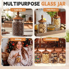 Suclain 6 Pack 24oz Glass Spice Jars with Dark Wood Lids Vintage Canisters with Begonia Pattern Airtight Food Storage Container for Home Kitchen Tea Coffee Spice Pantry Organization Decorations - Image 5