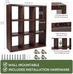 9 Slot Coffee Mug Display Rack - 17in Wall Mounted(Rustic Walnut) - Image 3