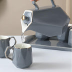 Water Pitcher Nordic Ceramic Cold Kettle Set Afternoon Tea Set teapot Teacup Home Living Room tie Pot with Tray Water Jug(Gris) - Image 2