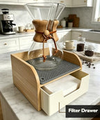 Bamboo Caddy Organizer stand for Chemex Glass Pour Over Coffee Maker - Image 2