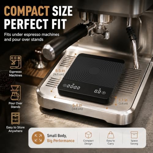 Smart Espresso Coffee Scale with Timer, 0.1g Accuracy, Flow Rate & Ratio - Image 3