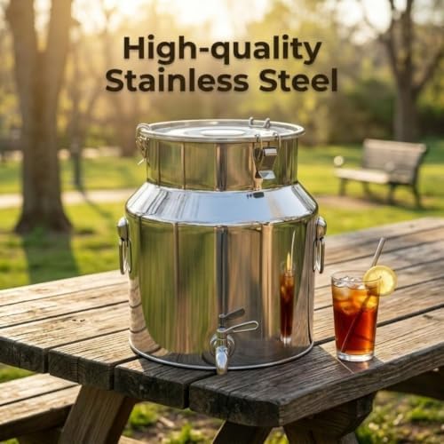 35L/9.25Gal Stainless Steel Milk Can with Spigot Beverage Water Dispenser - Image 2
