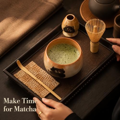 Ceramic Matcha Set with Bamboo Whisk, Scoop and Holder for Home Tea Making - Image 4