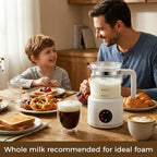 Milk Frother and Steamer, 6 in 1 Milk Steamer and Milk Warmer, 17oz Auto Shut Off Electric Frother with Touch Screen, Hot/Cold Foam Maker for Coffee, Latte, Cappuccino, Hot Chocolate,White - Image 2