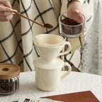 Ceramic Flower-shaped Tea Cup and Saucer Set 5oz/150ml Cappuccino Coffee Mug and Saucer, Unique Designer Pottery Gift for Tea Lovers (Ivory) - Image 7