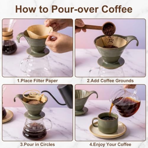Ceramic Pour Over Coffee Dripper, Single-hole Cone - Image 6