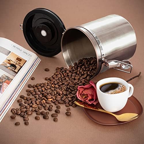 Mixpresso 16 Oz Coffee Canister, Stainless Steel Airtight Coffee Container, Ground Coffee Bean Storage with Date Tracker, Vacuum Sealed Espresso Airtight Container, Coffee Jar, Bundle With Black Color - Image 4