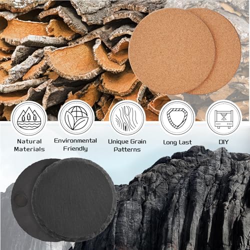 100PCS Round Slate and Cork Drink Coasters Bulk for Laser Engraving - Image 3