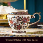 ACMLIFE Tea Set for Adults, Bone China Tea Set with Cups, Tea Cup Set Vintage Floral Porcelain Tea Set for 6, Vintage Floral Tea Cup Set With Teapot, Tea Party Sets for Women Gift，Gift Box (Pink) - Image 5