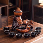 Ceramic Teapot with Infuser Semi Automatic Tea Set Magic Teapot with 8 cups Gradient Color (Yellow Dragon- C) by zurucily