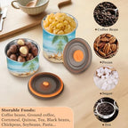 Stainless Steel Coffee Storage Containers with Airtight Lid, Beach Starfish Seashell Palm Leaves 17oz Food Storage Container Kitchen Canister for Tea, Coffee Beans, Ground, Sugar Storage - Image 5