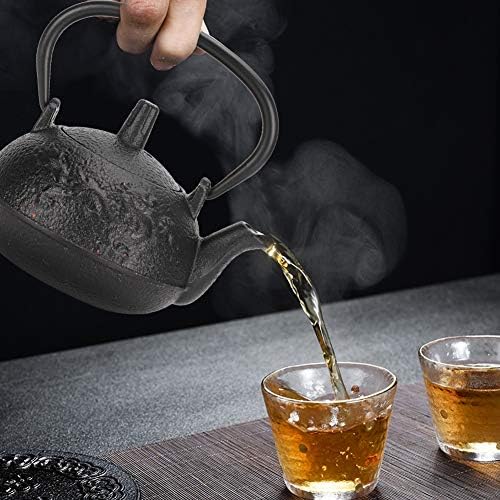 0.3L Cast Iron Teapot Kettle, Imitating Japanese Style Uncoated Double Chinese Dragon Pattern Gift Decoration Removable Infuser for Loose Tea - Image 4