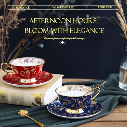 bone china tea set tea cups british tea set for adults porcelain tea cups coffee cups set of 2 exquisite packaging - Image 3