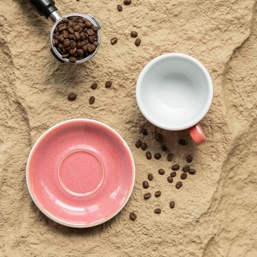 Loveramics Coffee Cup Ceramic, 10 oz Latte Art Cup with Saucer for Cappuccino, Tea, Espresso, Thick - walled stoneware Cappuccino mug Set for Cafe and Barista - Potters Colours (Berry, 10OZ) - Image 5