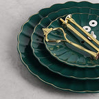 Sweejar 3 Tier Ceramic Cake Stand Wedding, Dessert Cupcake Stand for Tea Party Serving Platter (Jade) - Image 2