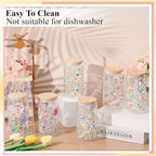 Mumufy 6 Sets Fresh Wildflower Glass Cups with Lids Straws Bulk Gift, 16 oz - Image 4
