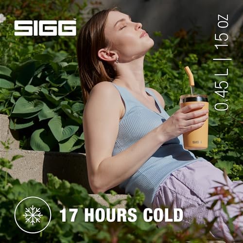SIGG - Insulated Mug - Travel Mug Helia - With Durable Glass Straw & Cleaning Brush - Leakproof - BPA Free - 18/8 Stainless Steel - 15oz/20oz - Image 2