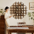Solid Wood Chinese Tea Cup Holder, Wall Mounted Mug Display Shelf - Image 2