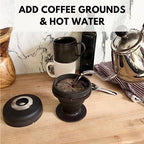 Single Serve 8oz Coffee French Press | No Coffee-Plastic Contact | Stainless Steel Filter | Portable for Home, Camping, Travel, Outdoors | Immersion Brewer/Maker for Full Flavor (Black) - Image 4