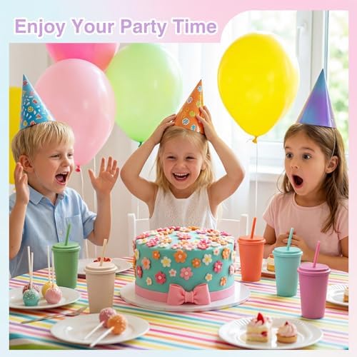 Honeydak 30 Pcs Reusable Plastic Tumbler with Lid&Straw,Glitter,Solid - Image 4