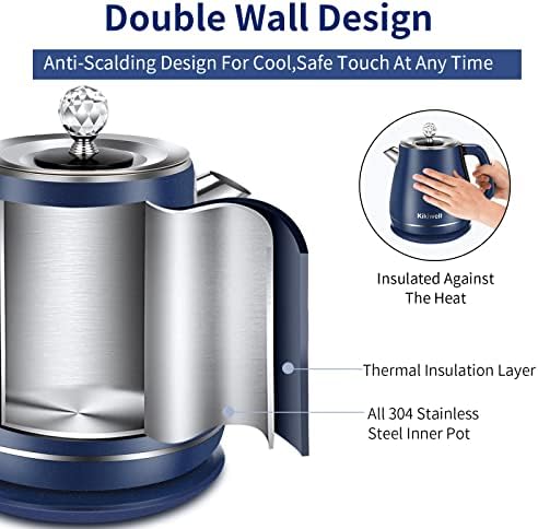 1.8L Blue Electric Kettles Stainless Steel, Double Wall - Image 3