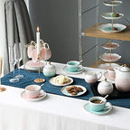 Sweejar Porcelain Tea Sets, 8 OZ Cups & Saucer Service for 4, Teapot Sugar Bowl Cream Pitcher Teaspoons and Tea Strainer for Adult Tea Coffee Afternoon Party (Pink) - Image 6