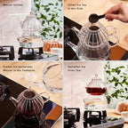 Karaca Lori Glass Teapot with Infuser - Turkish Transparent Tea Pot Tea Maker for Loose Leaf, Herbal Tea for 9 Cups - Tea Kettle (1.2L) & Teapot-Lid with Removable Strainer (0.6L) - Image 4