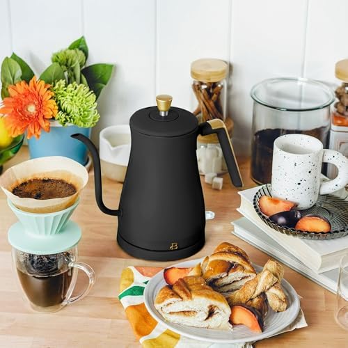 1 Liter Electric Gooseneck Kettle with Precision Pour Spout, Auto Shut Off, Cordless Design, 1200W (Black Sesame) - Image 2