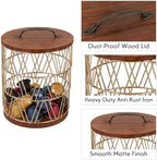 Gold Coffee Pod Holder Geometric V-Shape Wire Storage Basket with Wood Lid - Image 4
