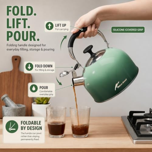 2.5 Qt Whistling Tea Kettle for Stovetop, Green - Image 7