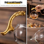 Glass Magnetic Tea Pot,Lazy Kungfu Drip Teapot with Infuser,Magnetic Water Diversion Rotating Cover Bowl Semi-Automatic Glass Teapot,Heat Resistant Kungfu Tea Set Coffee Set - Image 4