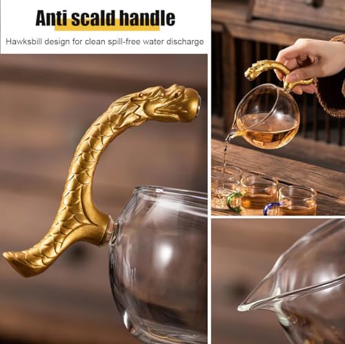 Glass Magnetic Tea Pot,Lazy Kungfu Drip Teapot with Infuser,Magnetic Water Diversion Rotating Cover Bowl Semi-Automatic Glass Teapot,Heat Resistant Kungfu Tea Set Coffee Set - Image 4
