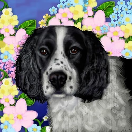 CafePress English Springer Spaniel Garden Tumbled Stone - Set of 4 Coasters Set of 4 w/holder - Image 2