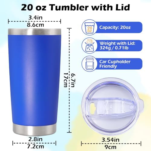 20oz Tumbler Insulated Tumblers Vacuum Coffee Mug with Lid Dark Blue 6Pack - Image 5